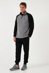 Slim Fit Yarım Fermuarlı Soğuk Geçirmez Kışlık Şardonlu Erkek Polar 5906055 GRİ