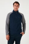 Slim Fit Yarım Fermuarlı Soğuk Geçirmez Kışlık Şardonlu Erkek Polar 5906055 LACİVERT