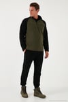 Slim Fit Yarım Fermuarlı Soğuk Geçirmez Şardonlu 2'li Paket Erkek Polar 5906055S2 GRİ-HAKİ