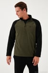 Slim Fit Yarım Fermuarlı Soğuk Geçirmez Şardonlu 2'li Paket Erkek Polar 5906055S2 GRİ-HAKİ