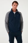 Slim Fit Yarım Fermuarlı Soğuk Geçirmez Kışlık Şardonlu Erkek Polar 5906055 LACİVERT