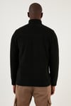 Slim Fit Yarım Fermuarlı Yumuşak Dokulu Şardonlu Soğuk Geçirmez Kışlık Erkek Polar 59060011 SİYAH