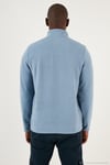 Slim Fit Yarım Fermuarlı Yumuşak Dokulu Şardonlu Soğuk Geçirmez 2'li Paket Erkek Polar 59060011S2 SİYAH-KOYU MAVİ