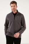 Slim Fit Yarım Fermuarlı Yumuşak Dokulu Şardonlu Soğuk Geçirmez 2'li Paket Erkek Polar 59060011S2 Füme-Koyu Mavi