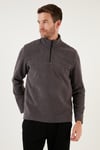 Slim Fit Yarım Fermuarlı Yumuşak Dokulu Şardonlu Soğuk Geçirmez Kışlık Erkek Polar 59060011 FÜME