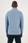 Slim Fit Yarım Fermuarlı Yumuşak Dokulu Şardonlu Soğuk Geçirmez Kışlık Erkek Polar 59060011 KOYU MAVİ