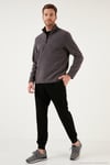 Slim Fit Yarım Fermuarlı Yumuşak Dokulu Şardonlu Soğuk Geçirmez 2'li Paket Erkek Polar 59060011S2 Füme-Koyu Mavi