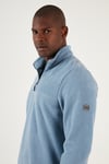 Slim Fit Yarım Fermuarlı Yumuşak Dokulu Şardonlu Soğuk Geçirmez Kışlık Erkek Polar 59060011 KOYU MAVİ