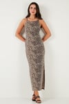 Slim Fit Yırtmaç Detaylı Midi Boy Kadın Elbise 5866224 LEOPAR