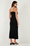 Slim Fit Yırtmaç Detaylı Midi Boy Kadın Elbise 5866224 SİYAH