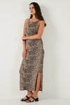 Slim Fit Yırtmaç Detaylı Midi Boy Kadın Elbise 5866224 LEOPAR