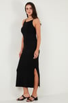 Slim Fit Yırtmaç Detaylı Midi Boy Kadın Elbise 5866224 SİYAH