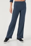 Slim Fit Yüksek Bel Geniş Paça Dokulu Kadın Pantolon 5865944 İNDİGO