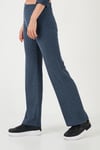 Slim Fit Yüksek Bel Geniş Paça Dokulu Kadın Pantolon 5865944 İNDİGO