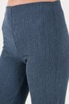 Slim Fit Yüksek Bel Geniş Paça Dokulu Kadın Pantolon 5865944 İNDİGO