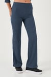 Slim Fit Yüksek Bel Geniş Paça Dokulu Kadın Pantolon 5865944 İNDİGO
