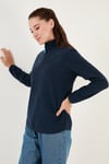 Slim Fit Yumuşak Dokulu Anti-Pilling Tüylenme Yapmayan Yarım Fermuarlı Kadın Polar 5907000 LACİVERT