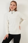 Slim Fit Yumuşak Dokulu Anti-Pilling Tüylenme Yapmayan Yarım Fermuarlı Kadın Polar 5907000 EKRU