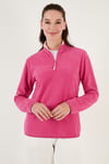 Slim Fit Yumuşak Dokulu Anti-Pilling Tüylenme Yapmayan Yarım Fermuarlı Kadın Polar 5907000 PEMBE