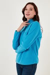 Slim Fit Yumuşak Dokulu Anti-Pilling Tüylenme Yapmayan Yarım Fermuarlı Kadın Polar 5907000 TURKUAZ
