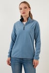 Slim Fit Yumuşak Dokulu Anti-Pilling Tüylenme Yapmayan Yarım Fermuarlı Kadın Polar 5907000 AÇIK MAVİ