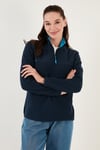 Slim Fit Yumuşak Dokulu Anti-Pilling Tüylenme Yapmayan Yarım Fermuarlı Kadın Polar 5907000 LACİVERT