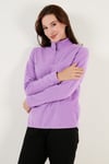 Slim Fit Yumuşak Dokulu Anti-Pilling Tüylenme Yapmayan Yarım Fermuarlı Kadın Polar 5907000 LİLA