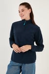Slim Fit Yumuşak Dokulu Anti-Pilling Tüylenme Yapmayan Yarım Fermuarlı Kadın Polar 5907000 LACİVERT