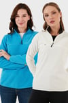 Slim Fit Yumuşak Dokulu Anti-Pilling Tüylenme Yapmayan 2'li Paket Kadın Polar 5907000S2 EKRU-TURKUAZ