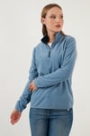 Slim Fit Yumuşak Dokulu Anti-Pilling Tüylenme Yapmayan Yarım Fermuarlı Kadın Polar 5907000 AÇIK MAVİ