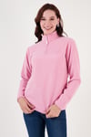 Slim Fit Yumuşak Dokulu Anti-Pilling Tüylenme Yapmayan Yarım Fermuarlı Kadın Polar 5907000 Şeker Pembe