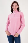 Slim Fit Yumuşak Dokulu Anti-Pilling Tüylenme Yapmayan Yarım Fermuarlı Kadın Polar 5907000 Şeker Pembe