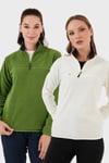 Slim Fit Yumuşak Dokulu Anti-Pilling Tüylenme Yapmayan 2'li Paket Kadın Polar 5907000S2 Fıstık Yeşil-Ekru