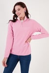 Slim Fit Yumuşak Dokulu Anti-Pilling Tüylenme Yapmayan Yarım Fermuarlı Kadın Polar 5907000 Şeker Pembe