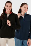 Slim Fit Yumuşak Dokulu Anti-Pilling Tüylenme Yapmayan 2'li Paket Kadın Polar 5907000S2 LACİVERT-SİYAH