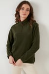 Slim Fit Yumuşak Dokulu Anti-Pilling Tüylenme Yapmayan Yarım Fermuarlı Kadın Polar 5907000 HAKİ