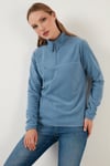 Slim Fit Yumuşak Dokulu Anti-Pilling Tüylenme Yapmayan Yarım Fermuarlı Kadın Polar 5907000 AÇIK MAVİ