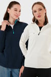 Slim Fit Yumuşak Dokulu Anti-Pilling Tüylenme Yapmayan 2'li Paket Kadın Polar 5907000S2 EKRU-LACİVERT