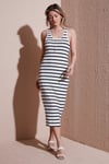 Slim Fit Yuvalak Yaka Düğmeli Midi Boy Kadın Elbise 25Y0375K1 EKRU