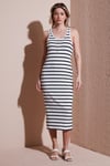 Slim Fit Yuvalak Yaka Düğmeli Midi Boy Kadın Elbise 25Y0375K1 EKRU