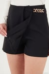 Slim Fit Zincir Detaylı Normal Bel Kadın Şort Etek 6522043 SİYAH
