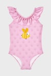 Slipstop Bee Desenli Fırfırlı Çabuk Kuruyan Kız Çocuk Mayo SM2616000104 PEMBE