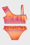 Slipstop Charmiss Junior Tek Omuz Detaylı Hızlı Kuruyan Uv Korumalı Fırfırlı Kız Çocuk Bikini SB2614000601 ORANJ