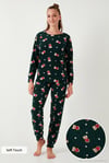 Standart Fit Bisiklet Yaka Kadın Pijama Takımı 6093735 YEŞİL