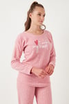 Standart Fit Bisiklet Yaka Kadın Pijama Takımı 6093735 PUDRA