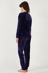 Standart Fit Bisiklet Yaka Yumuşak Kadife Kadın Pijama Takımı 6094201 KOYU MOR