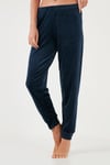 Standart Fit Bisiklet Yaka Yumuşak Kadife Kadın Pijama Takımı 6094201 LACİVERT