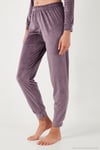 Standart Fit Bisiklet Yaka Yumuşak Kadife Kadın Pijama Takımı 6094202 LİLA