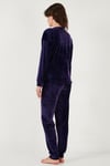 Standart Fit Bisiklet Yaka Yumuşak Kadife Kadın Pijama Takımı 6094201 KOYU MOR