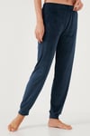 Standart Fit Bisiklet Yaka Yumuşak Kadife Kadın Pijama Takımı 6094202 LACİVERT
